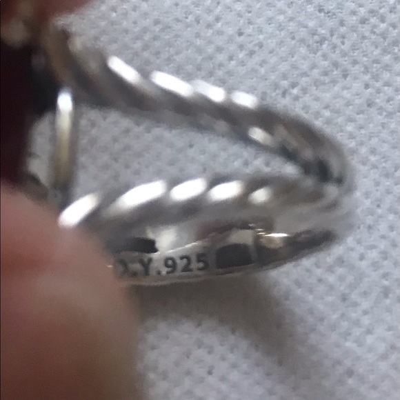 David Yurman S Silver Cushion On Point 14mm Garnet Red & Diamond Ring Sz 6.75 - Picture 12 of 13